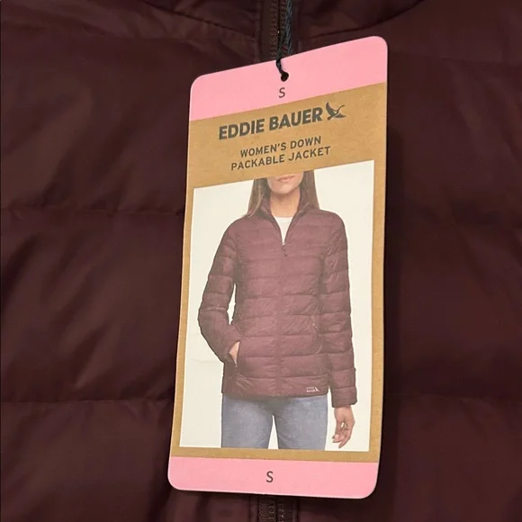 Eddie Bauer Burgundy Quilted Packable Puffer Jacket - Picture 4 of 6